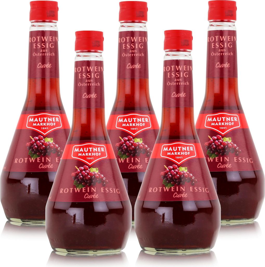 Mautner Rotwein Essig Cuvée 0,5L - Essig aus Österreich (5er Pack)