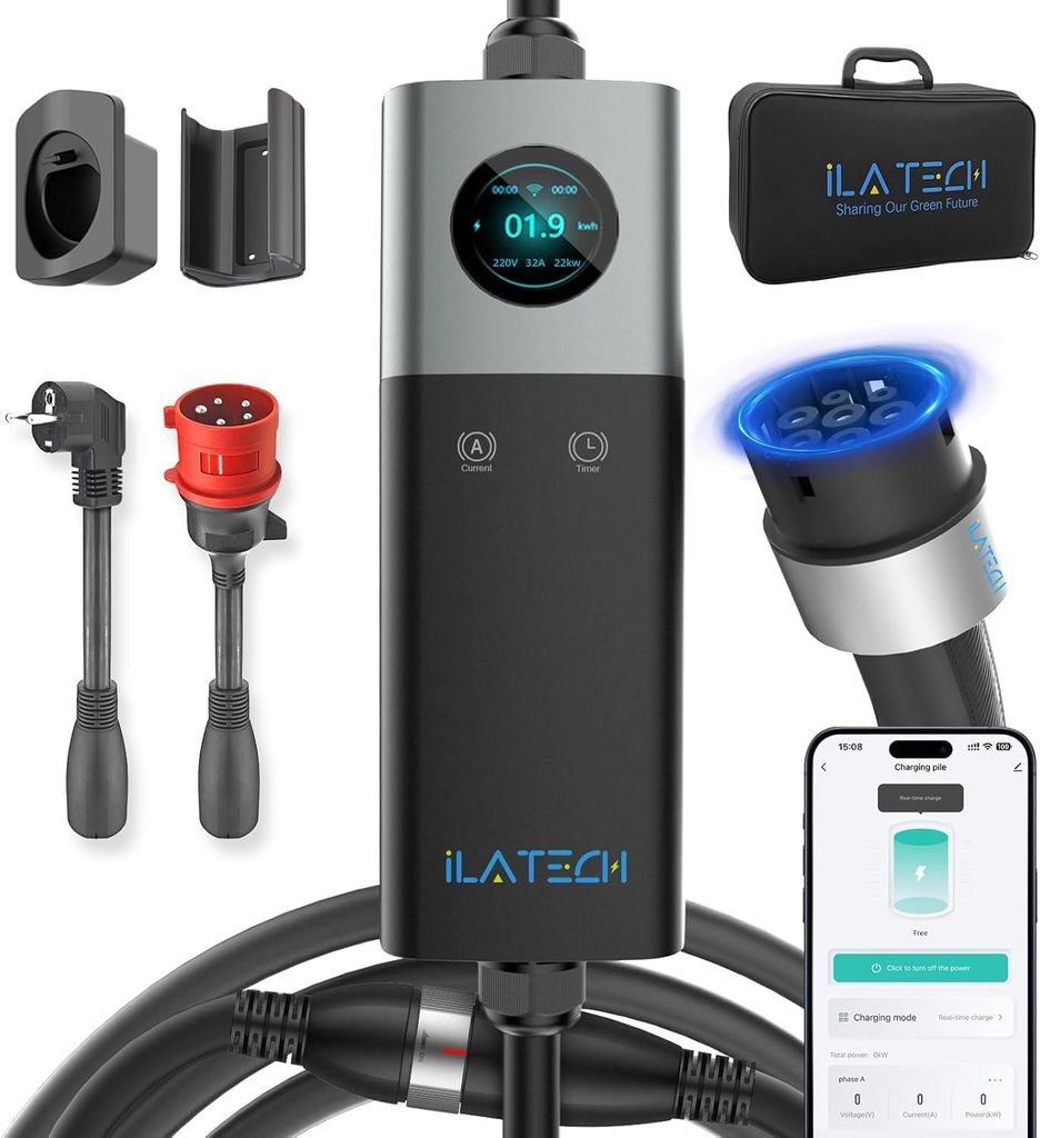 Mobile Wallbox 22kW WiFi, EV Ladegerät 32A für BEV mit Typ Produktbild 