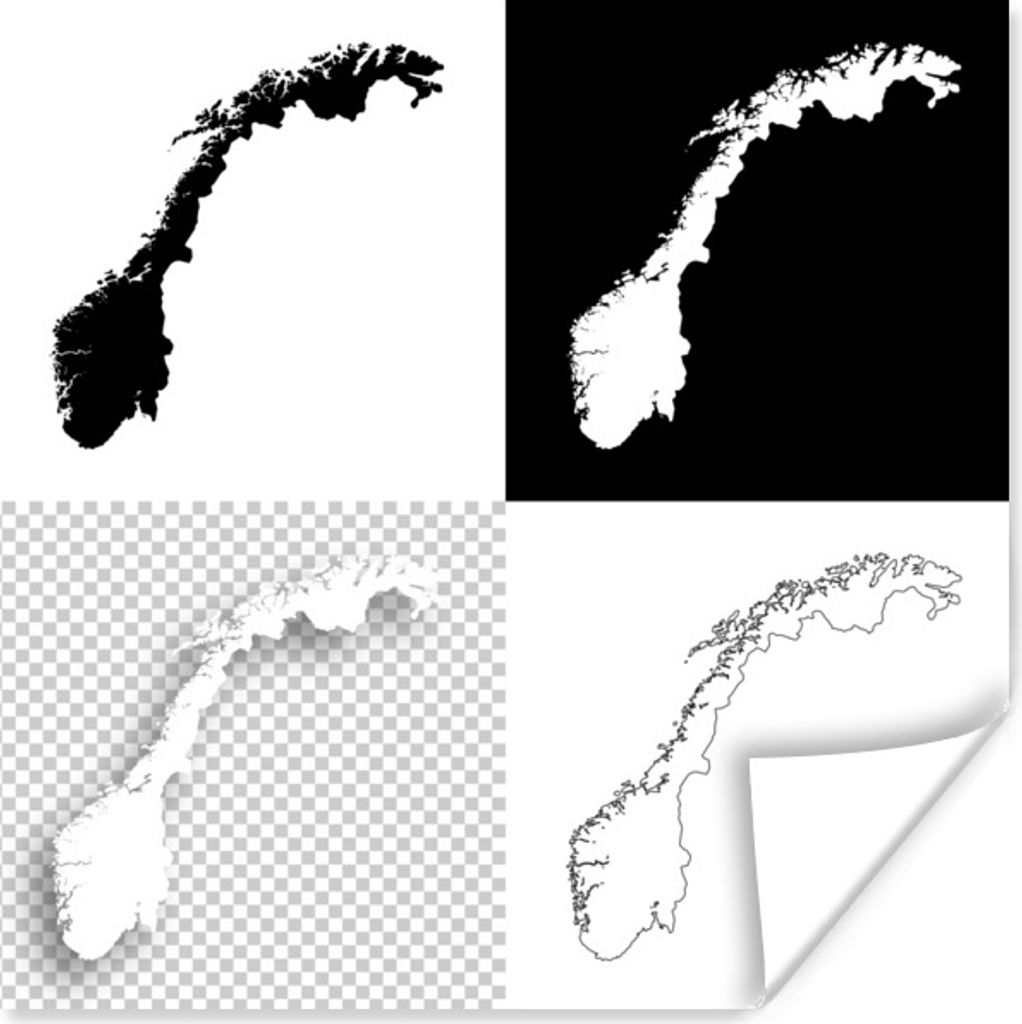 MuchoWow Poster Schwarz-Weiß-Illustration von Norwegen in vier Stilen 50x50 cm - Wohnzimmerdekoration