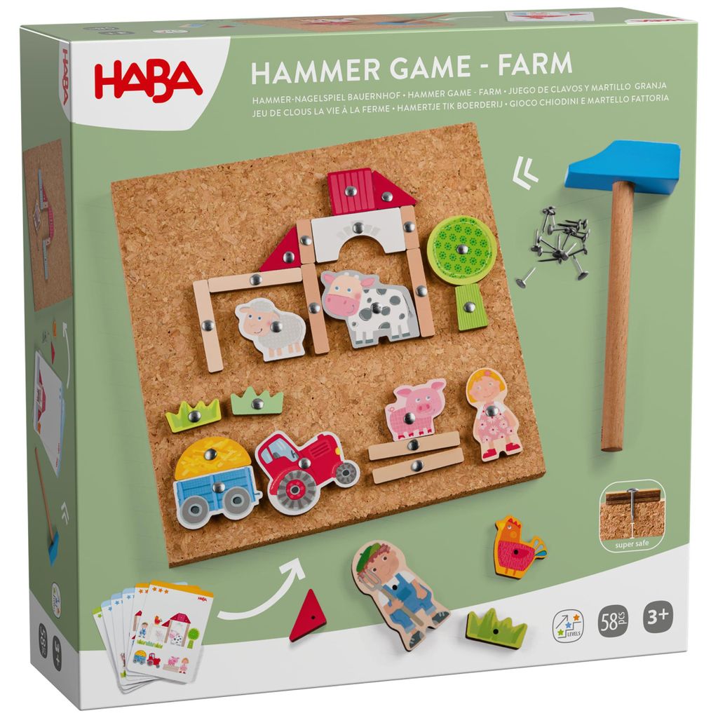 HABA Hammer-Nagelspiel: Bauernhof – Holzspielzeug mit Produktbild 