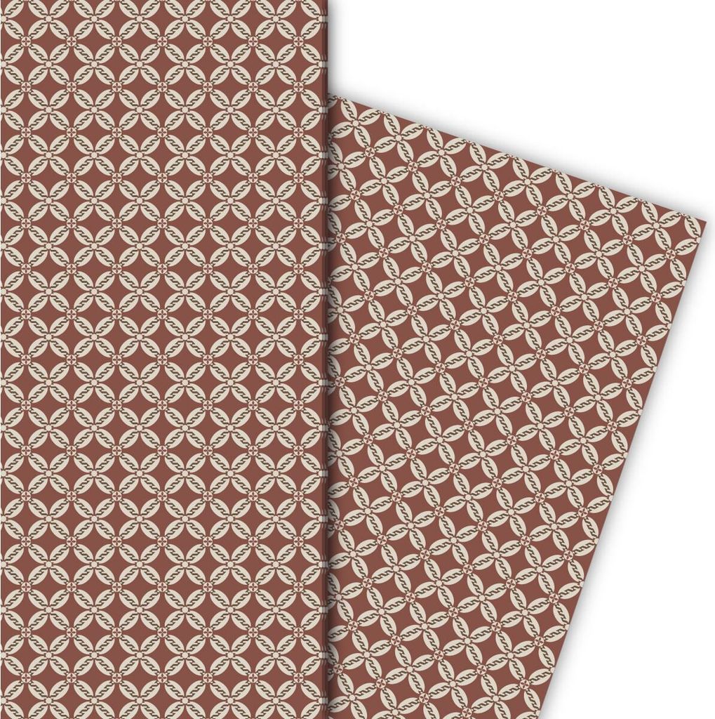 20er Jahre Muster Geschenkpapier Set im Vintage Design, braun, Format - G8641, 32 x 48cm