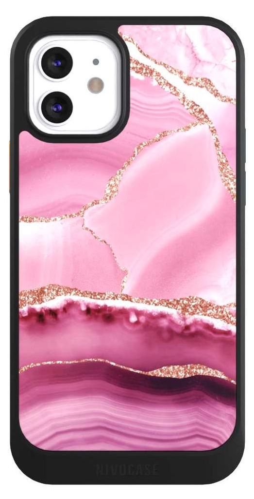 NIVOCASE Hülle für Apple iPhone 12 Handyhülle NIVOcore Case Schwarz Glitzer Look Marmor Meerjungfrau