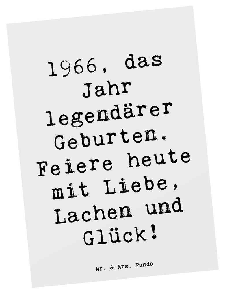 Mr. & Mrs. Panda Postkarte Spruch 1966 Geburtstag - Weiß - Geschenk, bildkarte, handgefertigte Geschenke, Geburtsjahr, Happy Birthday, besondere, ...