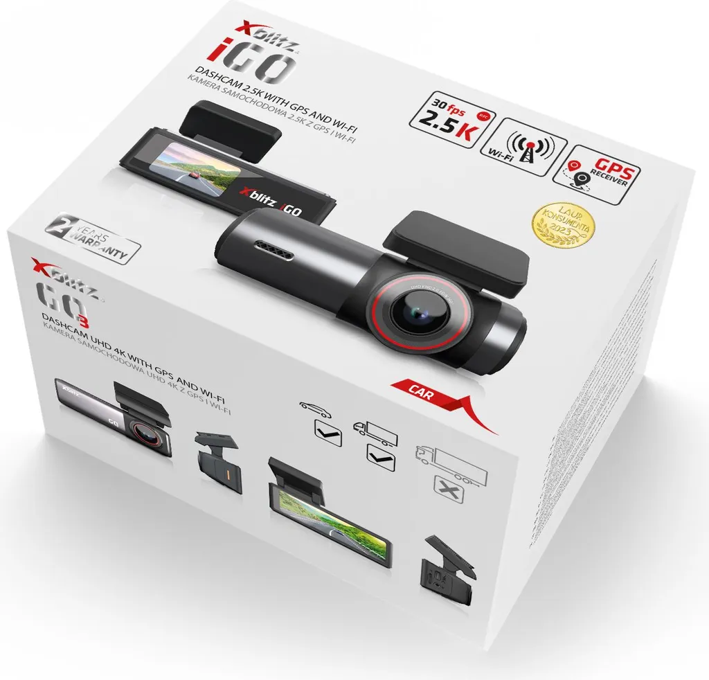 Dashcam XBLITZ IGO 2,5K avec Wi-Fi Intégré pour Sécurité Routière