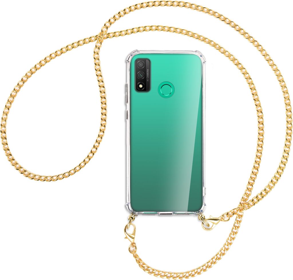 Handykette Backcover-Schutzhülle mit Band (Metall goldfarben) für Huawei P Smart 2020 - goldfarbene Kette