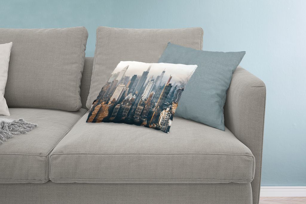 MuchoWow Zierkissen Sofakissen Wohnzimmer Dekokissen 60x40 cm Skyline von New York - Kopfkissen - Polster mit Foto
