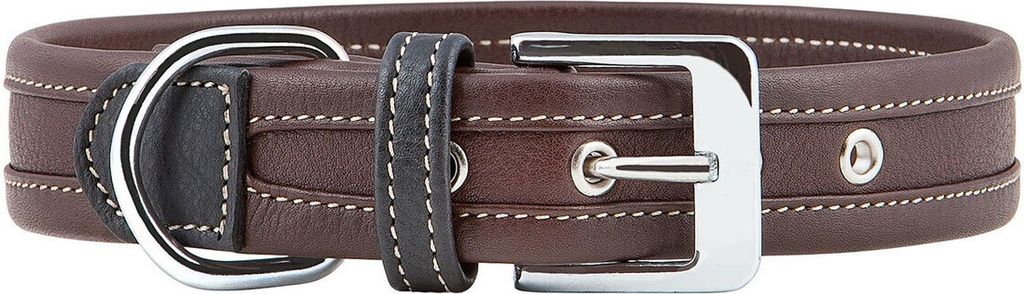 Knuffelwuff Weiches Echtleder Hundehalsband Midpines 35-42cm Braun