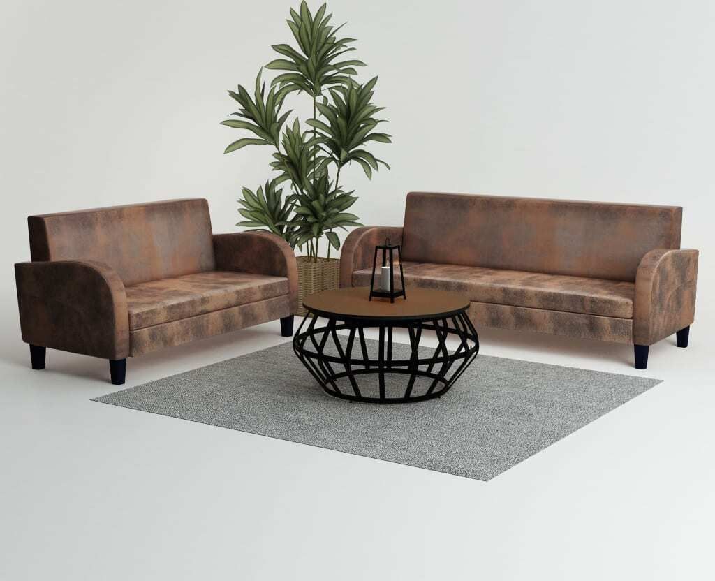 Maison Exclusive - Sofa-Set 2-tlg. Kunstleder in Wildleder-Optik Braun