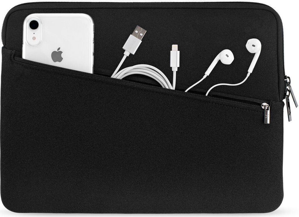 ARTWIZZ Neoprene Sleeve PRO Tasche für MacBook Pro M1 M2 M3 16 Zoll (2019-2023) / 15 Zoll (2012-2019) - Schutzhülle mit Zubehör-Fach in Schwarz
