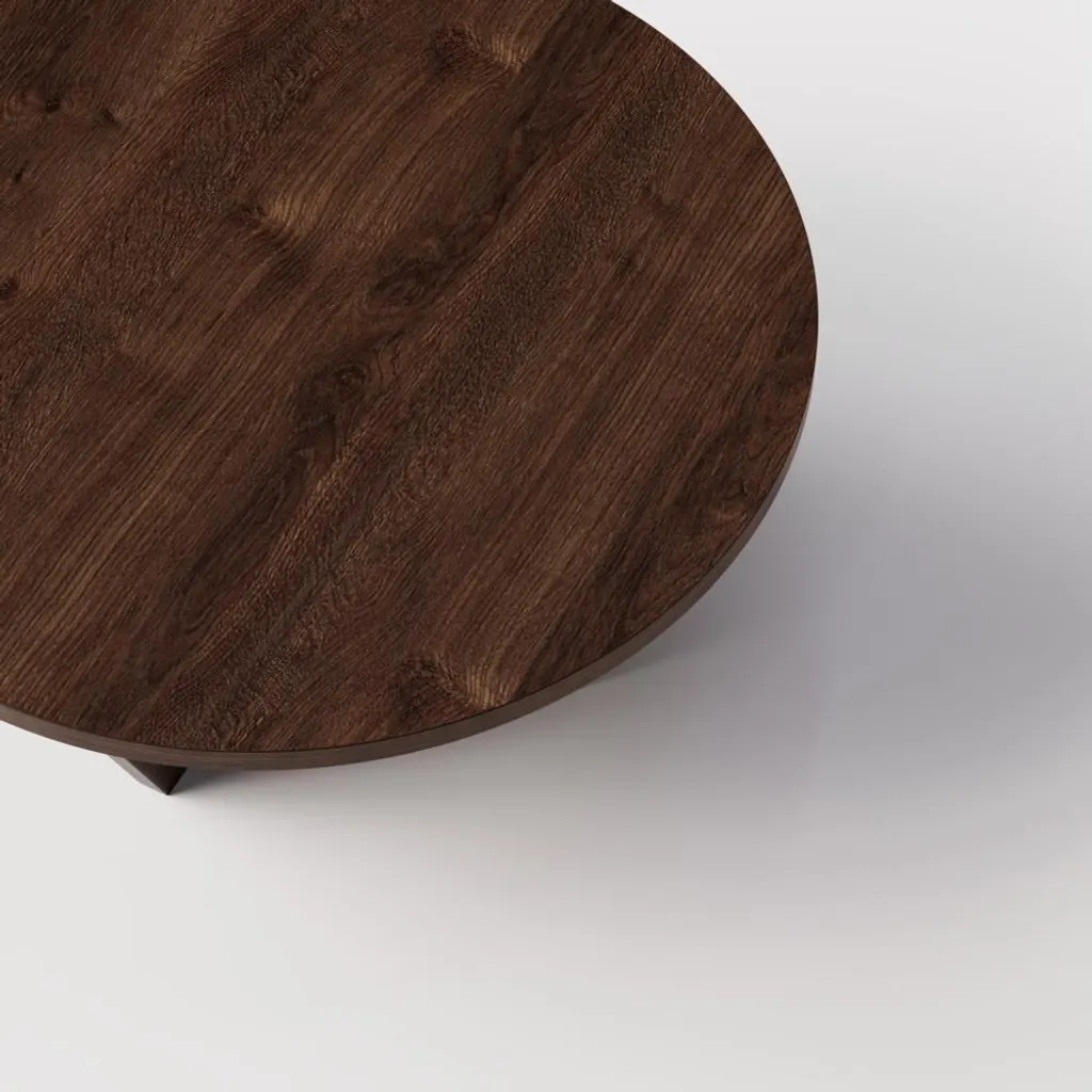 Table Basse Ronde TORI Ø90 cm Chêne Chocolat pour Salon Convivial