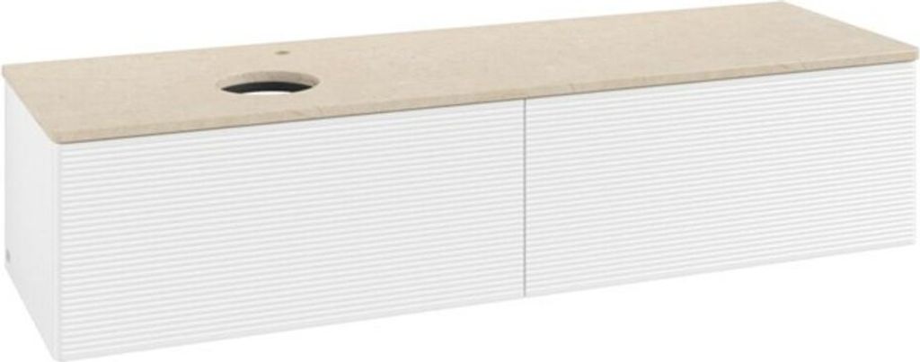 V&B Waschtischunterschrank mit Frontstruktur -Beleuchtung Antao 160x50cm, HL, WBP botti., wh. m Lac