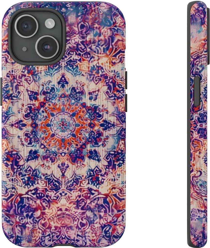 Kunstvolles Orientteppich-Muster mit psychedelischen Details – Hülle Kompatibel mit iPhone 15