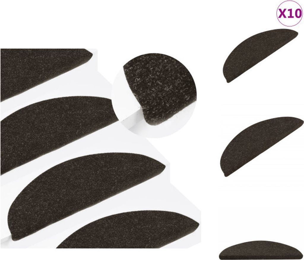 vidaXL Stufenmatten Selbstklebend 10 Stk. Anthrazit 56x17x3 cm - Stufenteppiche