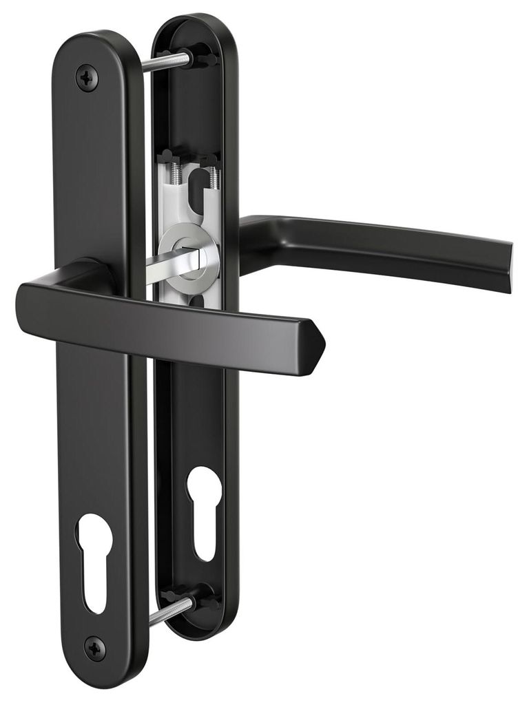 Aluminium Deurgreep - 92 mm PZ, 243 mm achterplaat, zwart Productafbeelding 