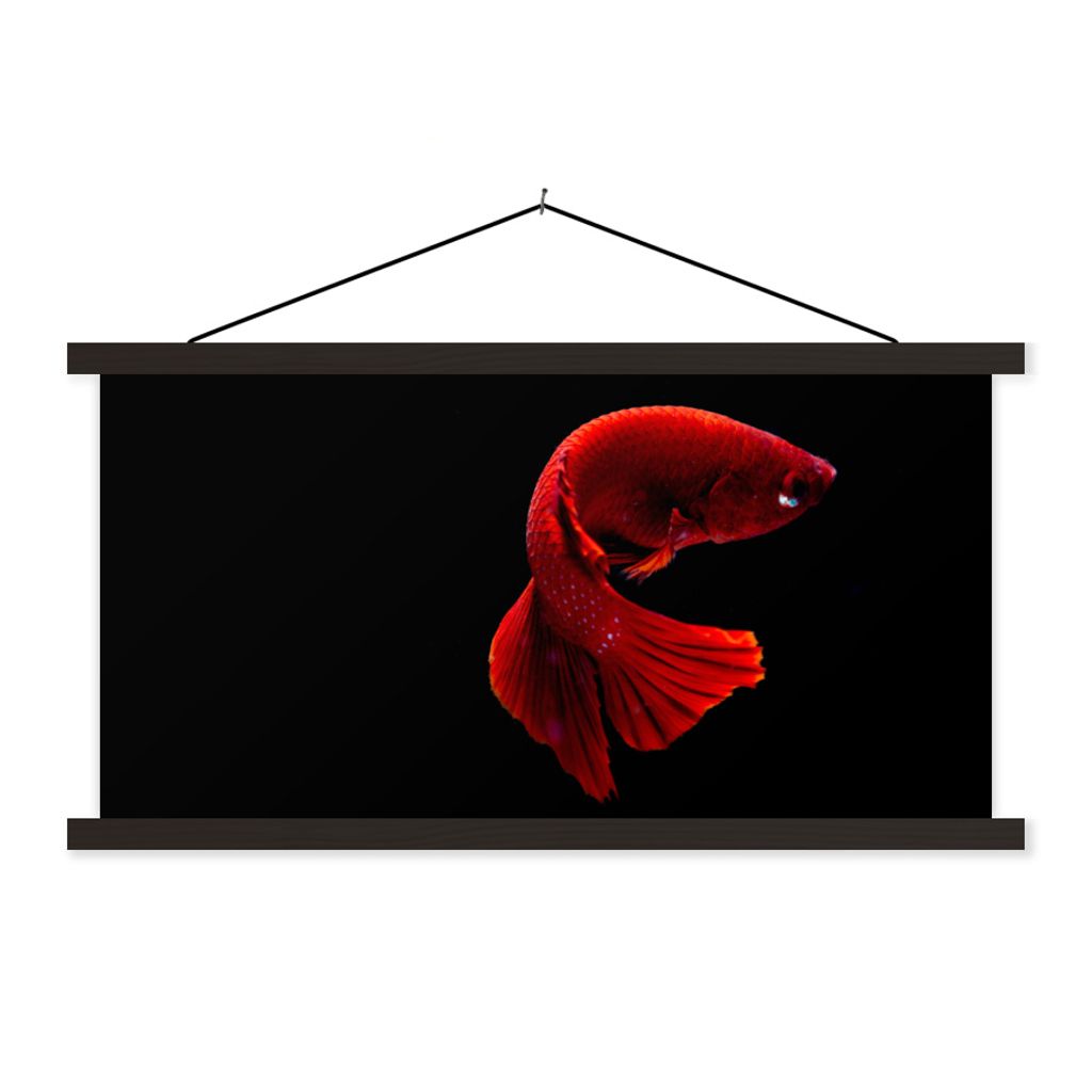 MuchoWow Textilposter Fisch - Meerestier - Schwanz - Rot 150x75 cm mit schwarzem Rahmen - Posterleiste