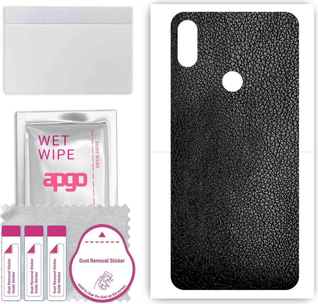 apgo Rückseite Schutzfolie, Skin, kompatibel mit Doogee X53, Hinten Displayschutzfolie aus Vinylfolie, kratzfest, einfache Montage - Schwarzes Leder