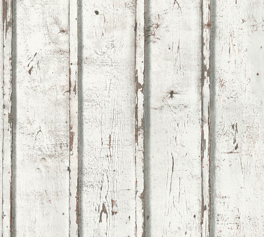 Profhome 953701-GU Landhaus Tapete Holzoptik matt weiß creme grau 5,33 m2