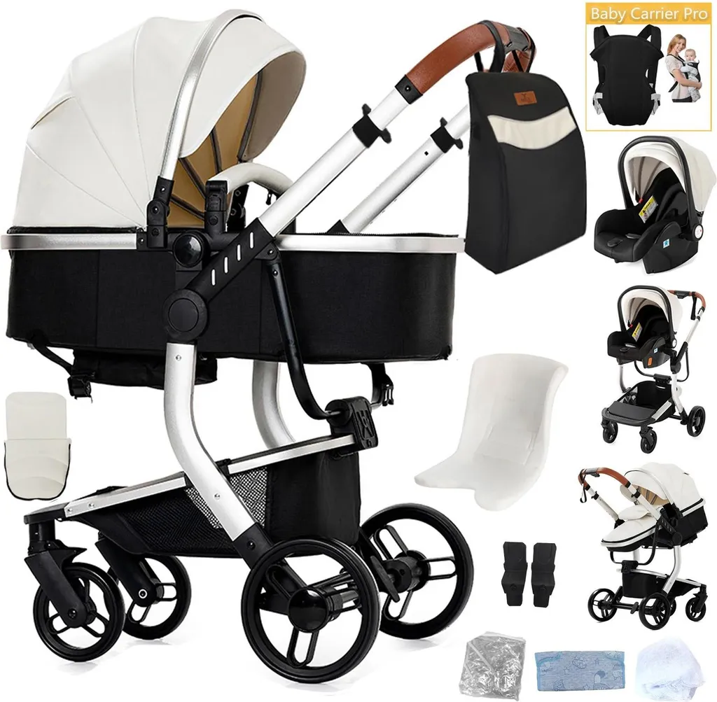 Poussette trio évolutive complète, pack 3-en-1 maniable et compacte