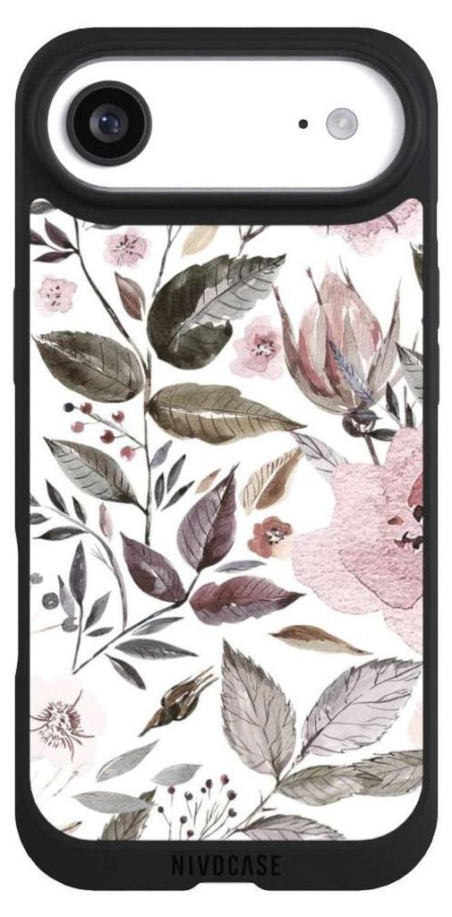 NIVOCASE Handyhülle für Apple iPhone Air Hülle NIVOpure Case Schwarz Blumen Pastell Wasserfarbe