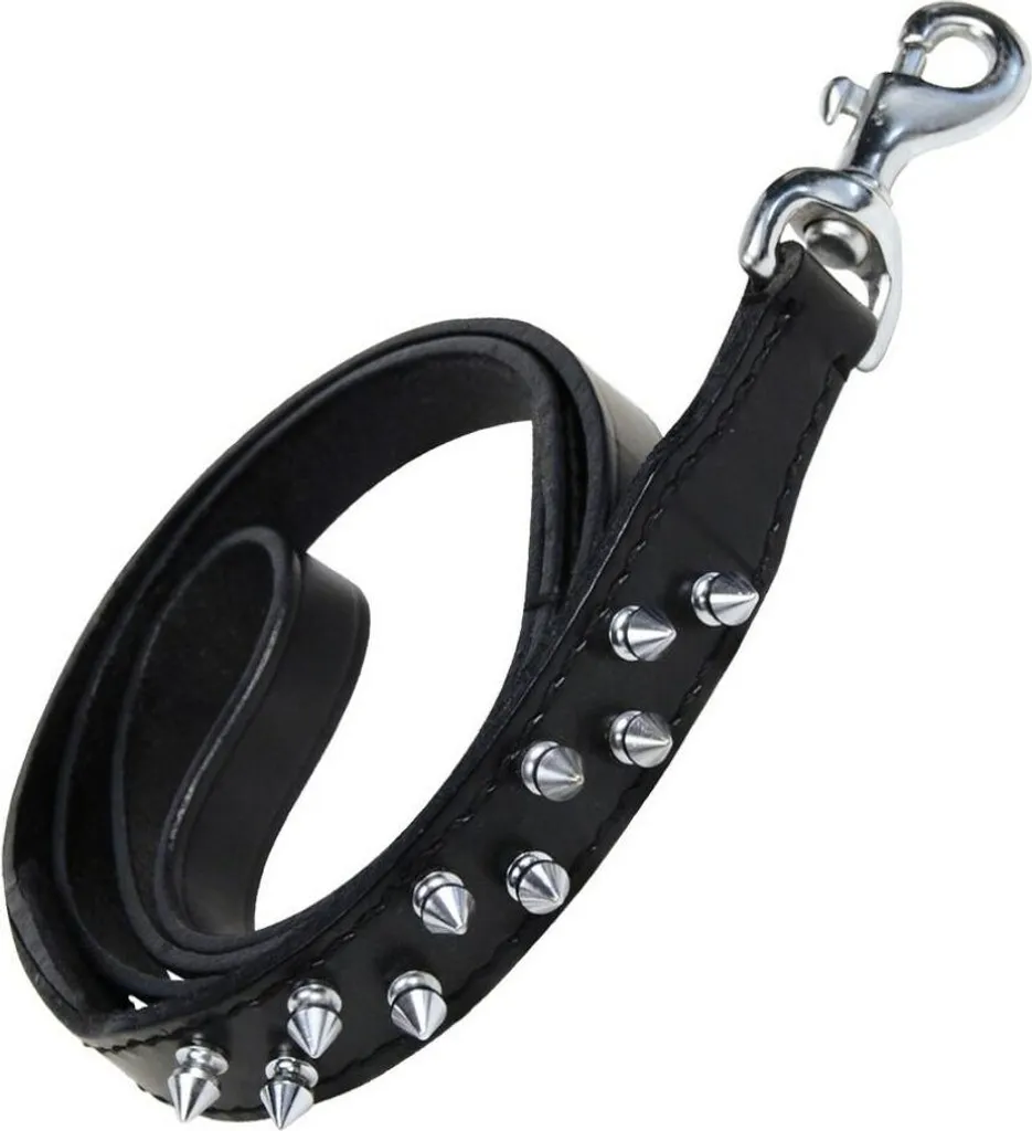 Ceinture cloutée en cuir noir Gloria Leather avec double rangée métal