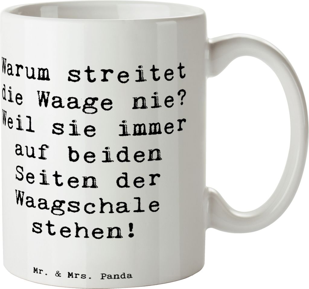 Mr. & Mrs. Panda Tasse Spruch Waage Harmonie - Weiß - Geschenk, Sternzeichen, Horoskop, Tierkreiszeichen, Pott, humorvoller, Teetasse, Geschenke, ...