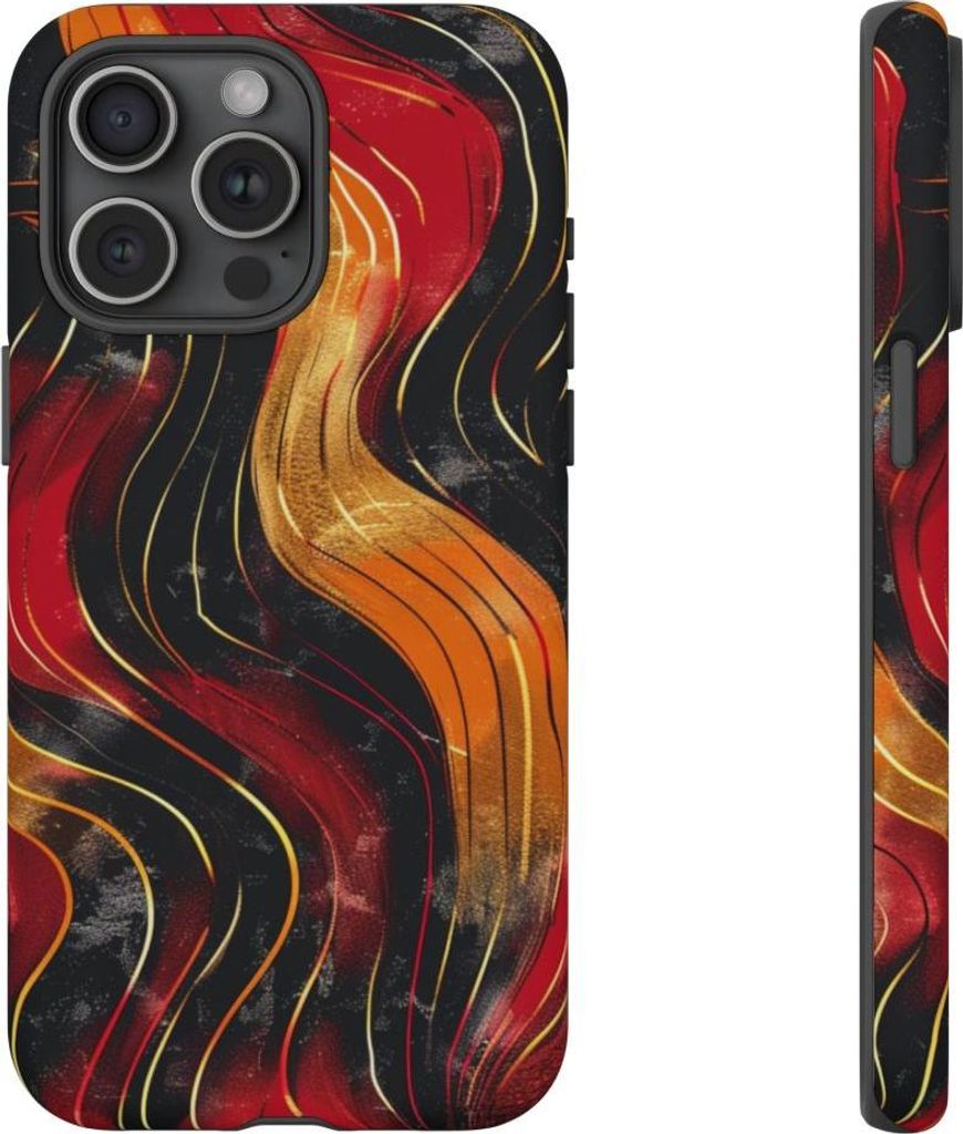 Abstraktes Wellenmuster in Rot und Orange – Hülle Kompatibel mit iPhone 15 Pro Max