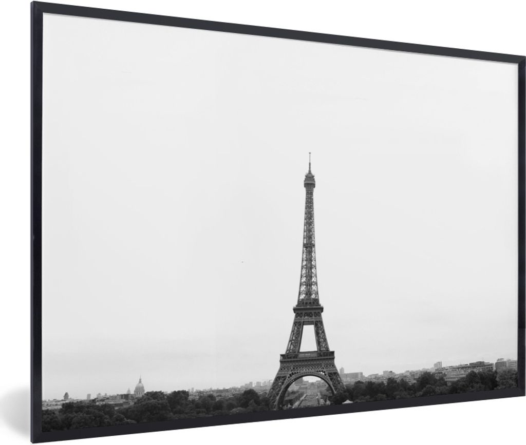 MuchoWow Gerahmtes Poster Der Eiffelturm in der Ferne 90x60 cm - Poster mit Schwarzem Bilderrahmen Wandposter Rahmen Foto Bilder - Fotorahmen - F...