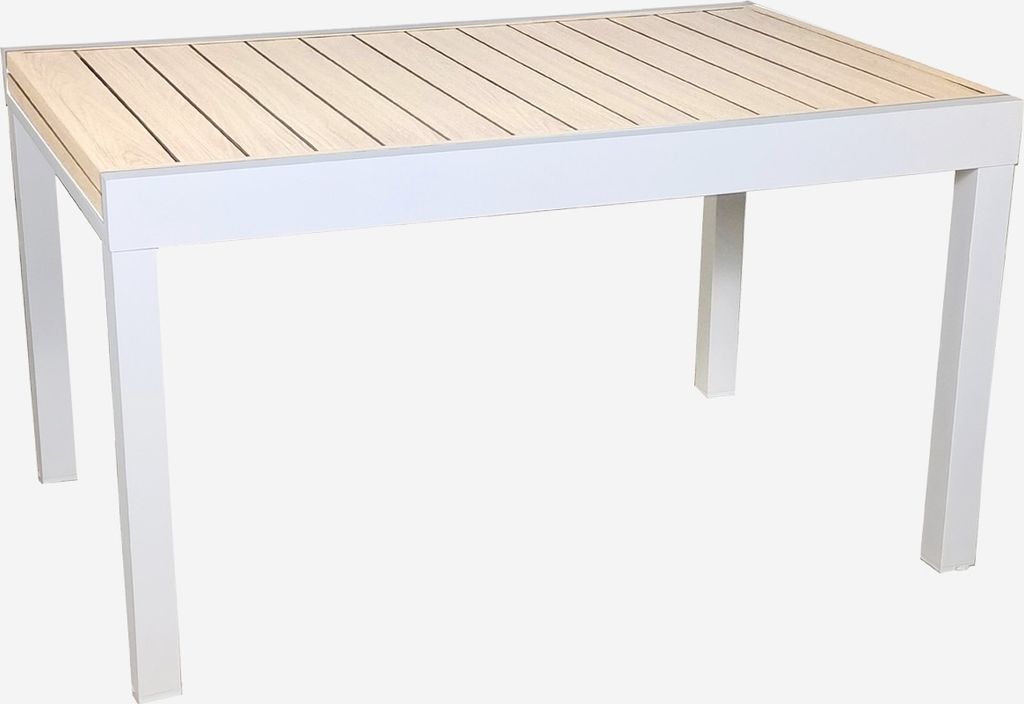 sweeek - Ausziehbarer Gartentisch aus Aluminium, 8 Personen - Weiß