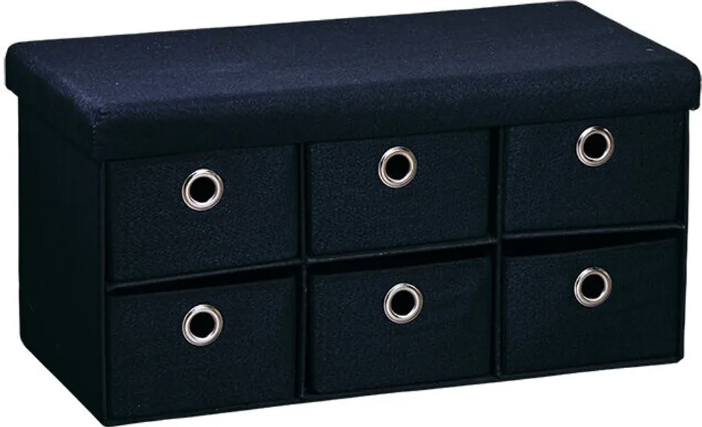 Commode Basse 6 Compartiments Rembourrée Noir Design Moderne Kesper - 2