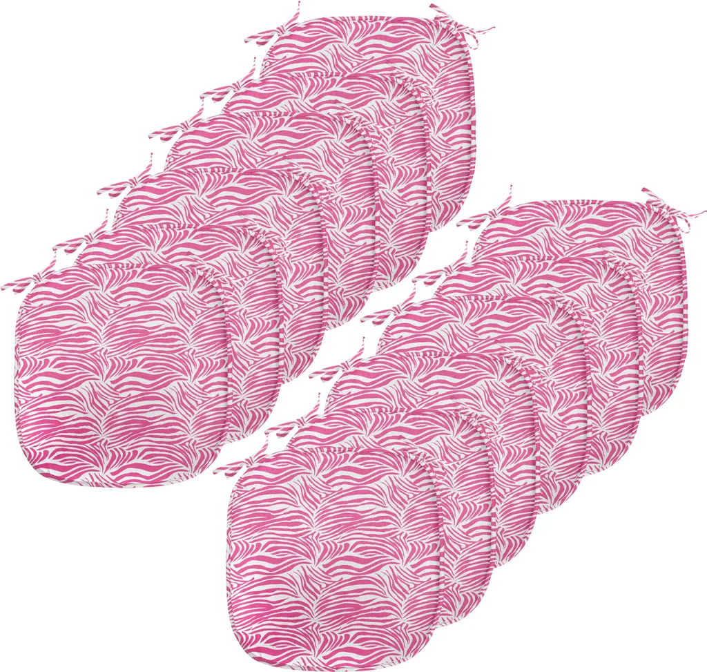 Galettes de Siège Safari Zèbre à Sangles - Imperméable 40x40 Rose Noir
