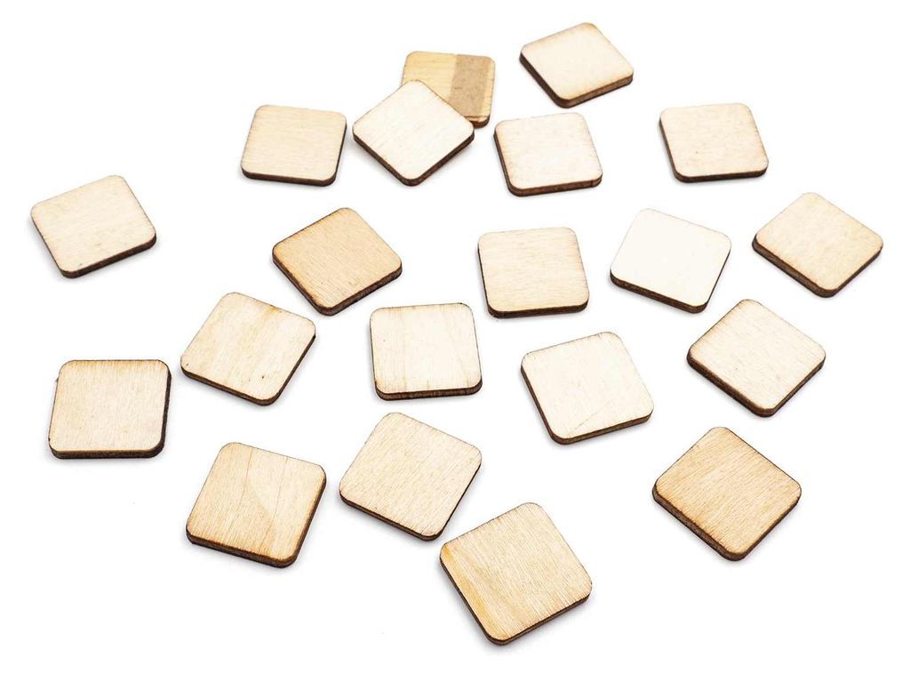 Vintageparts quadratische Holzplätzchen 20mm naturfarben Produktbild 