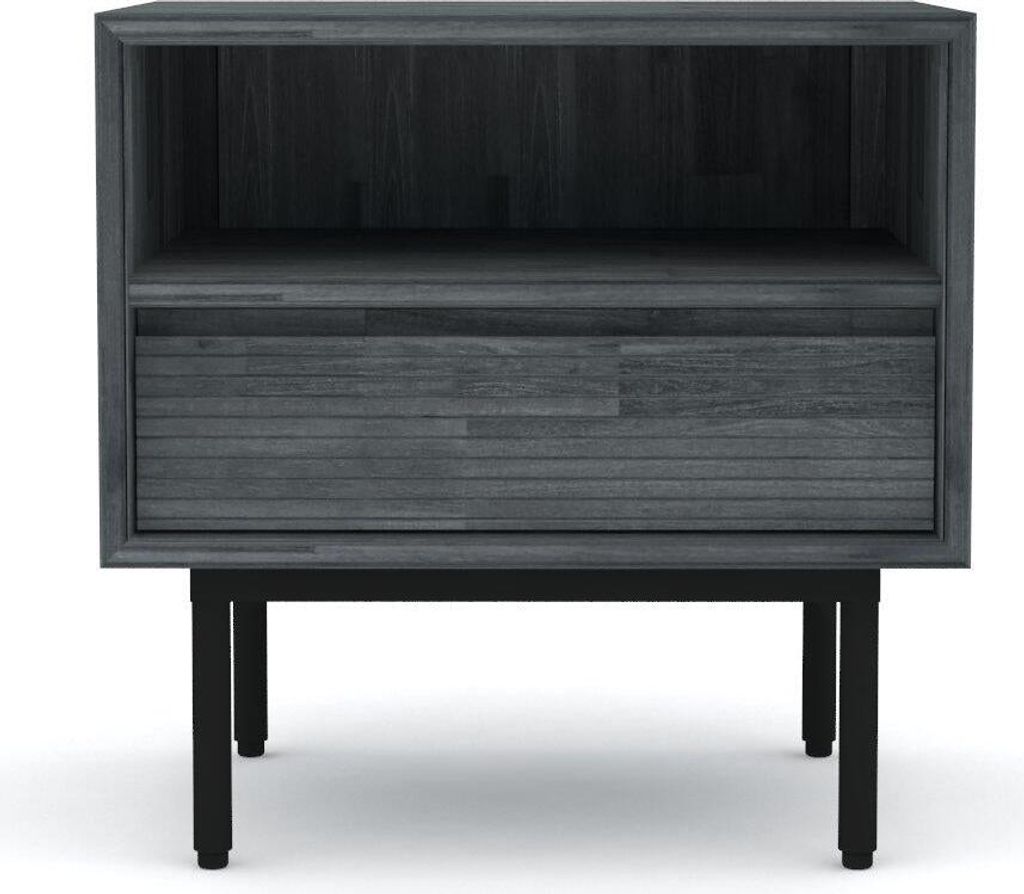 FURNLUX Nachttisch Capella Dunkelgrau Und Schwarz 55cm / Hauptfarbe: Grau / Abmessungen: 55 x 55 x 40 cm