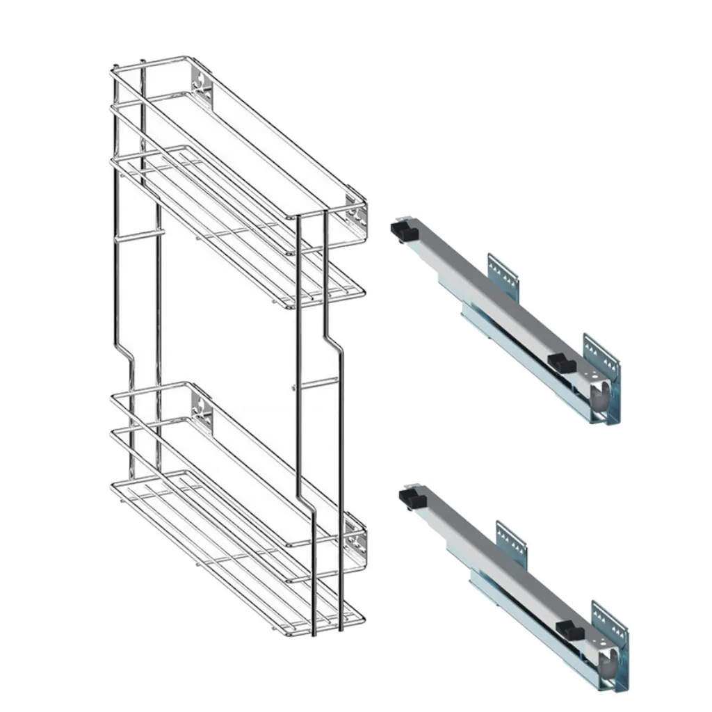 Rangement bouteilles cuisine extractible 150mm 2 étages montage droit