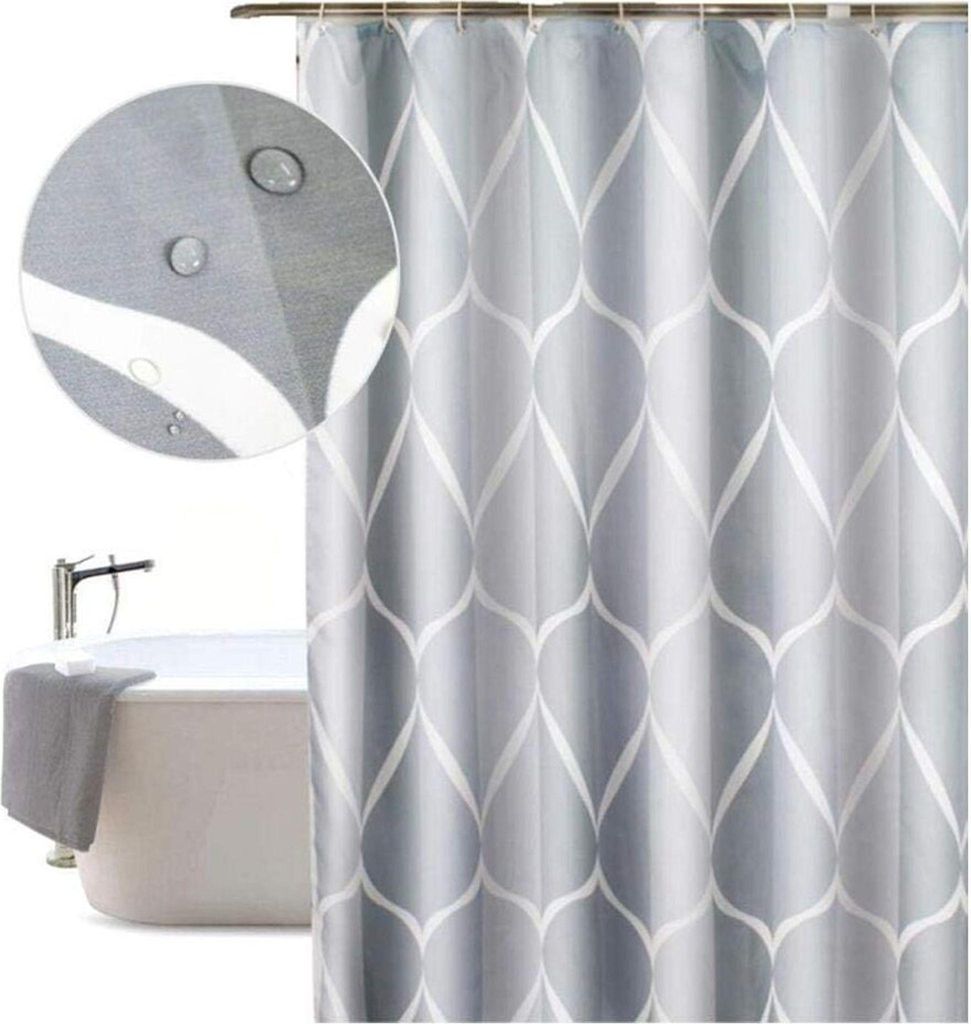 Duschvorhang 80x200CM Anti-Schimmel-Polyestergewebe, Original grauer wasserdichter maschinenwaschbarer Badevorhang, mit 8 rostfreien Haken und stab...