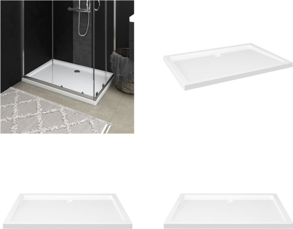 vidaXL Duschtasse ABS Rechteckig Weiß 80x110 cm - Duschwanne - Duschwannen - Duschtasse - Duschtassen