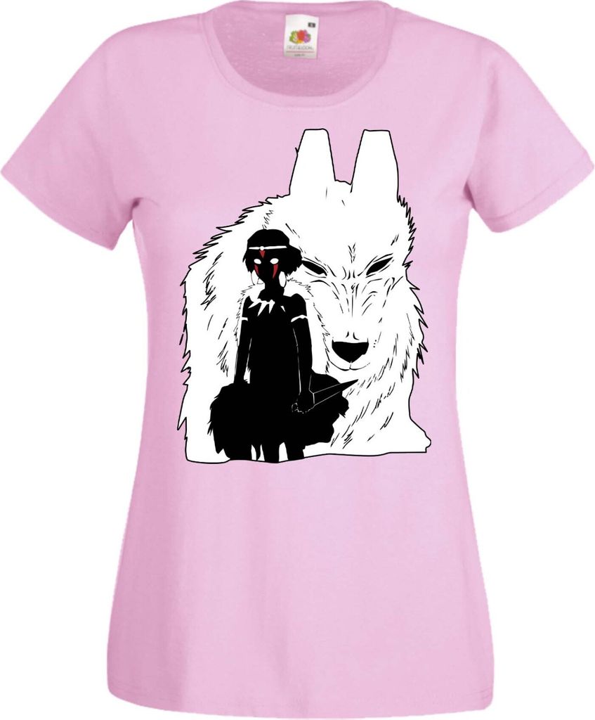 Damen T-Shirt Manga Anime Princess Mononoke Princess Mononoke, Lady 2XL / Hellrosa