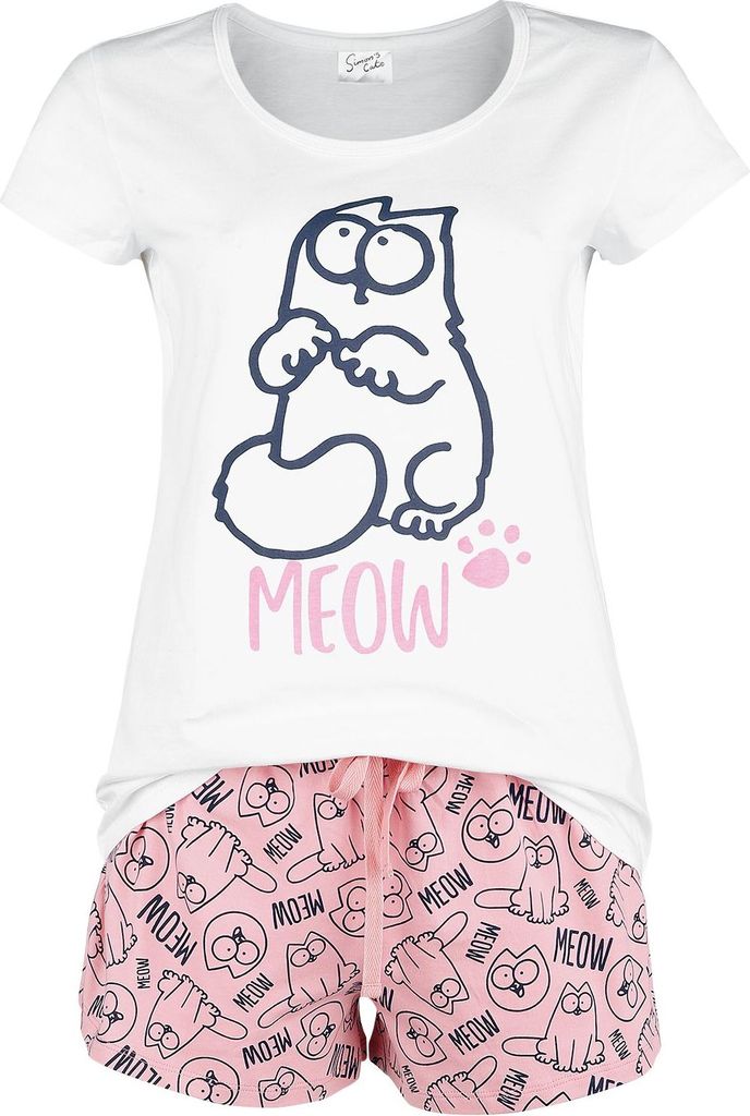 Simon's Cat Schlafanzug Damen Meow weiß/rosa S Produktbild 