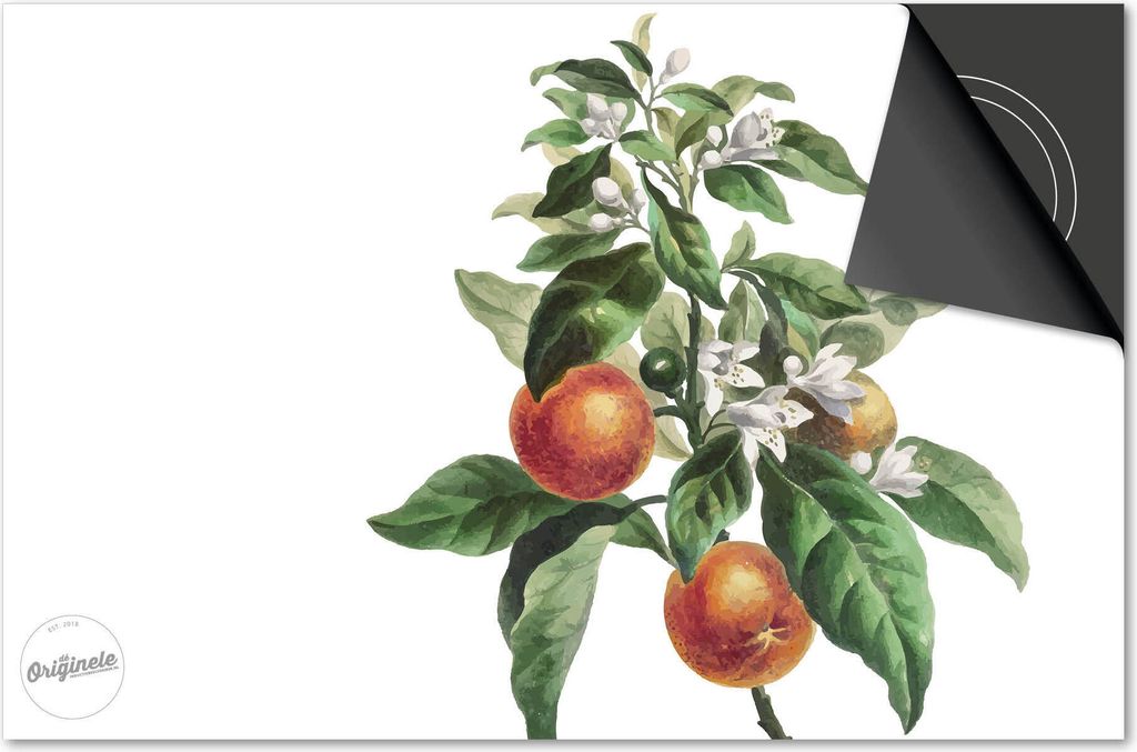 Induktionsschutz 76x51,5 - abdeckplatte Induktion matt- Dietrix Kochfeldschutz- DELUXE - Botanical - Orange