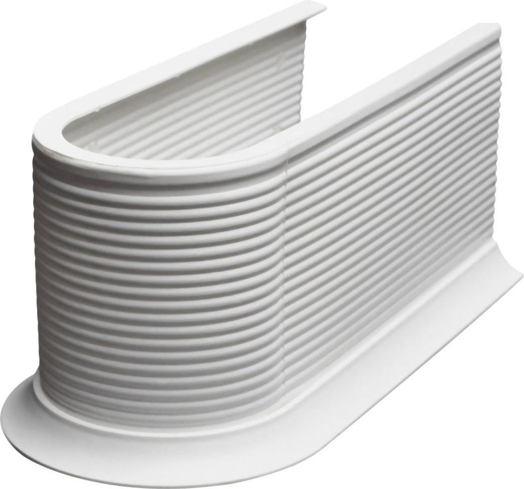 A white plastic window well cover.