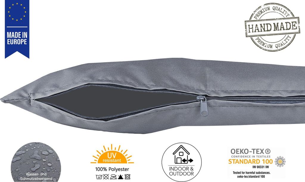 JACK 2er Set 30x50cm Outdoor Kissenhülle Bezug Kissen Hülle Lounge Garten Einfarbig, Farbe:Blaugrau