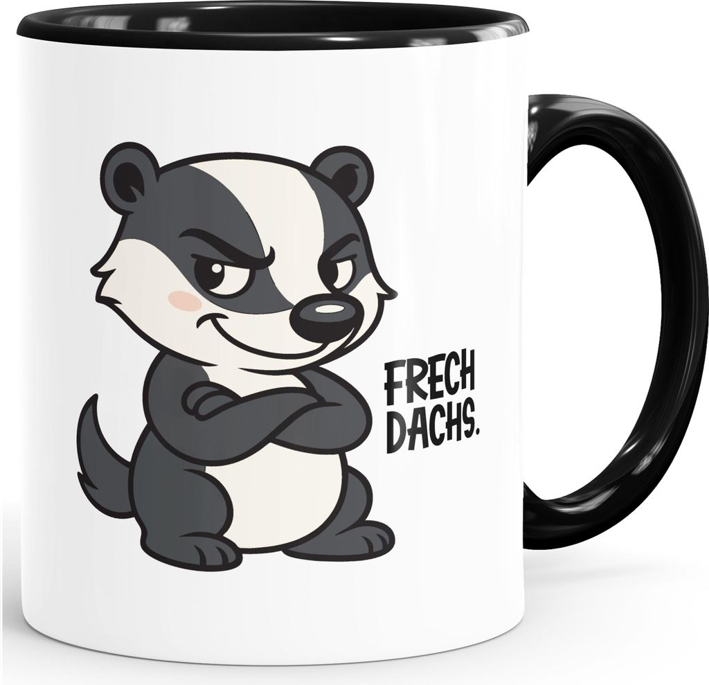 Kindertasse mit Tiermotiv Keramiktasse für Kinder mit Spruch Pfiffikus Schlitzohr Frechdachs Frechspatz Geschenk Schulanfang Kindergarten, Geburts...