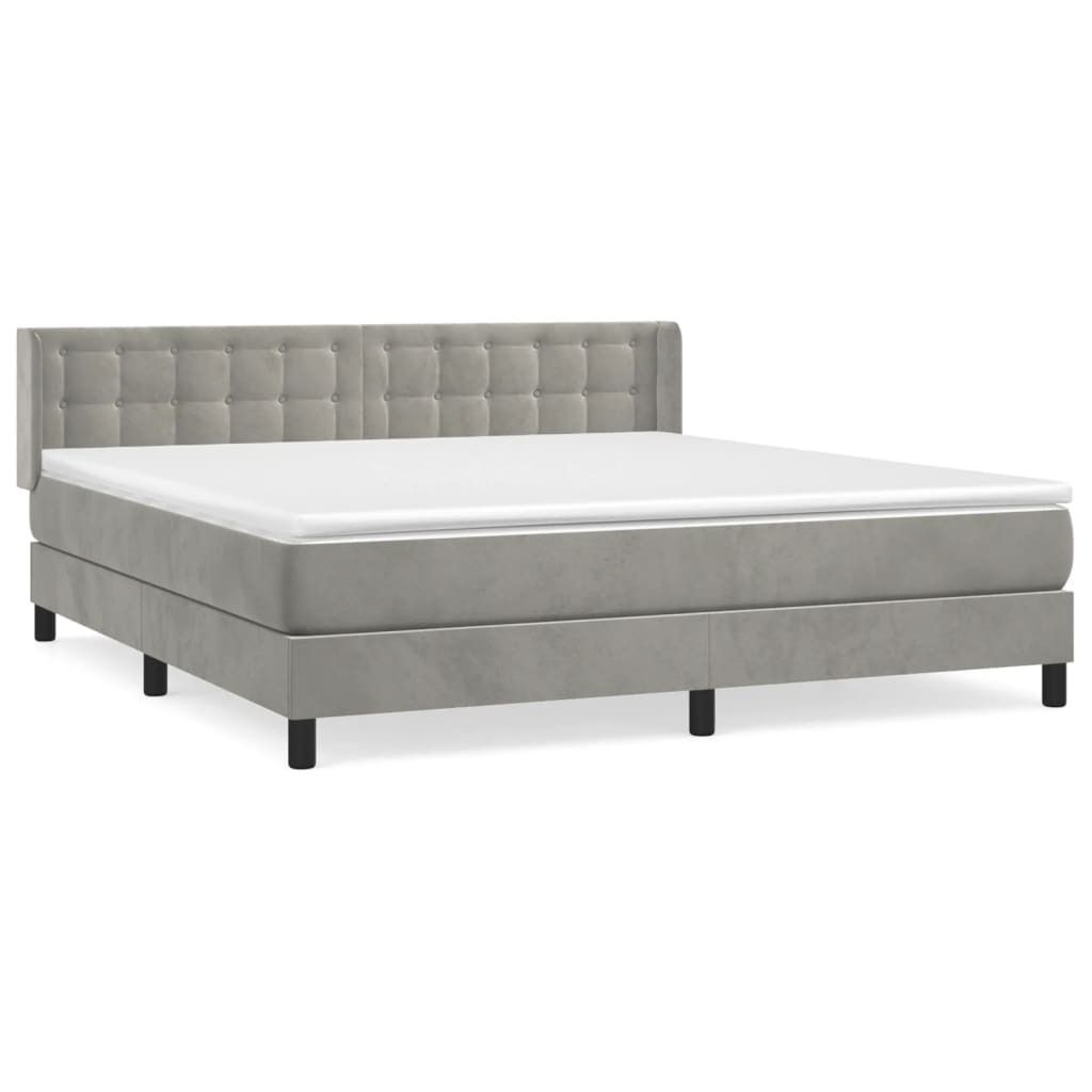 vidaXL Letto a molle con materasso grigio chiaro 180x200 cm Immagine del prodotto 