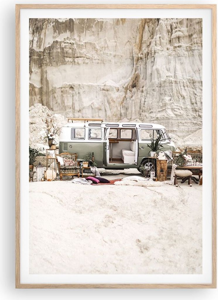 Gerahmtes Poster - Rahmen in heller Eiche - Wohnmobil Boho Möbel - 70x100 cm - Wand Bild - Wanddeko - Wandbilder - Kunstposter - Wandposter - Bild...