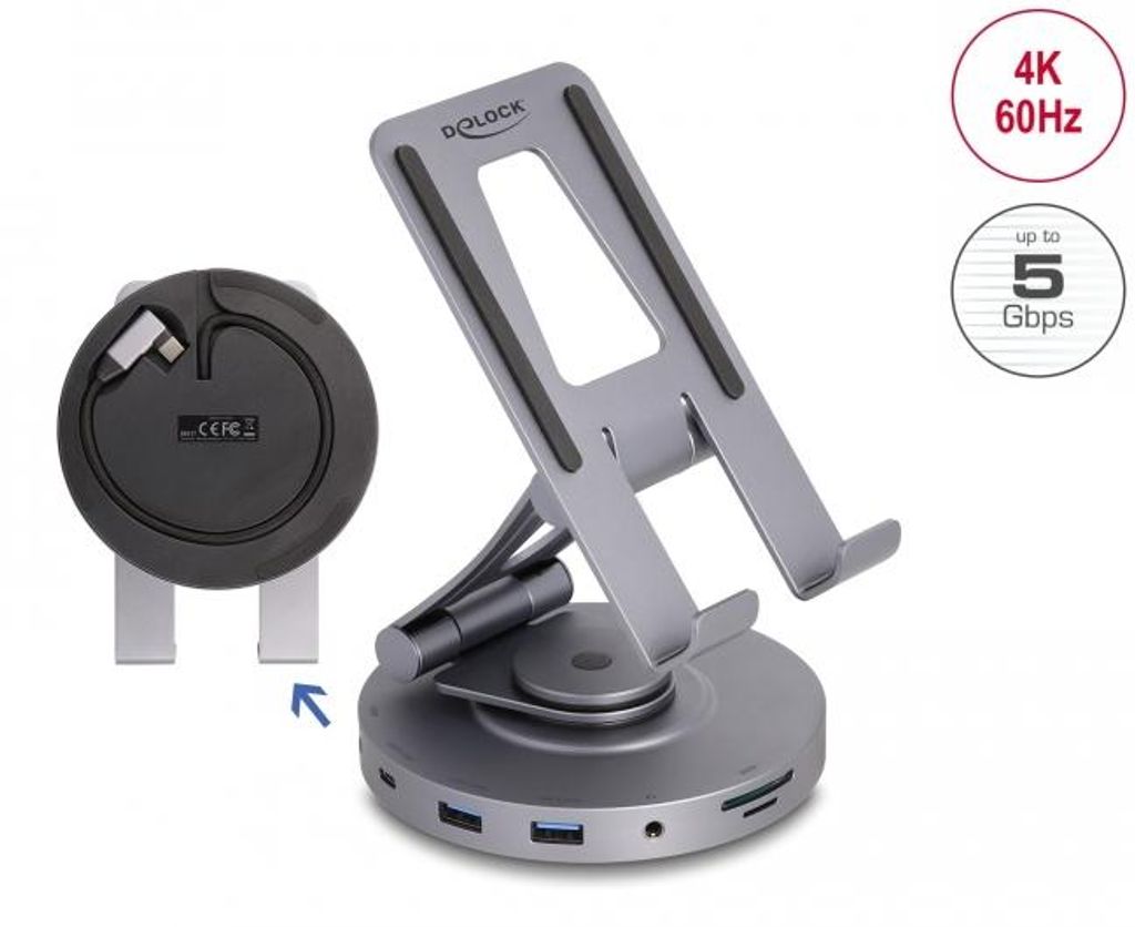 DELOCK Dockingstation für Tablet und Notebook 4K + Halterung