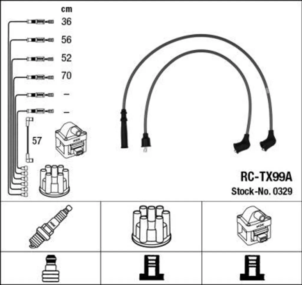 Set Cavi Accensione Blu NGK 0329 per VW Taro e Toyota Hilux Classic