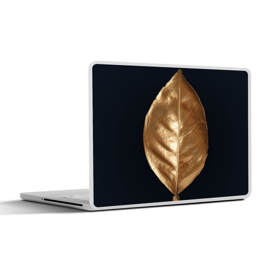 MuchoWow Laptop Aufkleber Sticker Cover Blätter - Chic - Gold - Pflanzen - Schwarz 40x30 cm - Laptop Dekoration - Selbstklebend