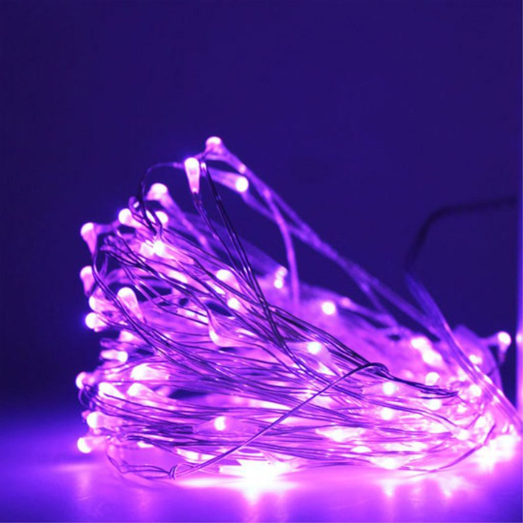 Mikro LED Lichterkette Kupferdraht Batteriebetrieben Lichterketten für Innen Hochzeit Party Weihnachten Halloween Dekoration, 10m Lila