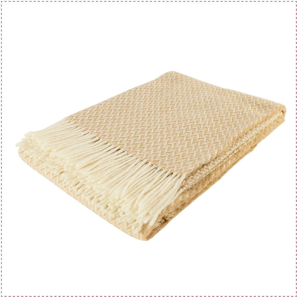 Wolldecke 100% Wolle | Plaid/Wohndecke | Beige
