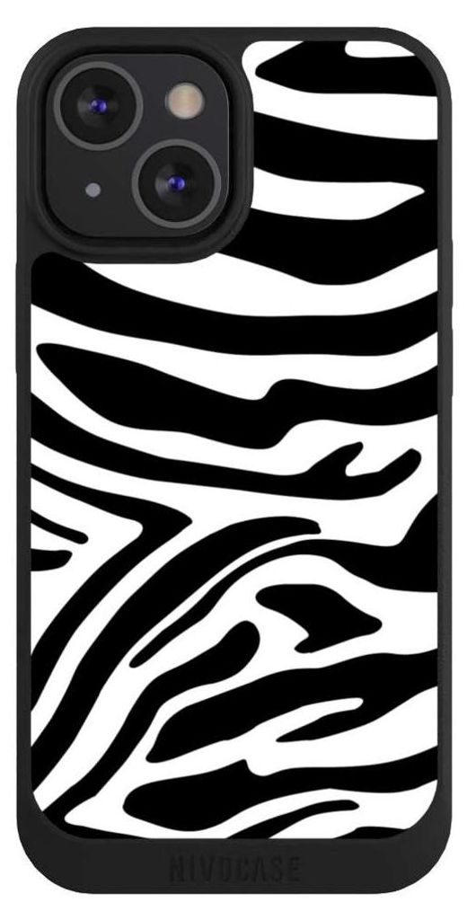 NIVOCASE Handyhülle für Apple iPhone 13 Mini Hülle NIVOpure Case Schwarz Animal-Look Animalprint Zebra