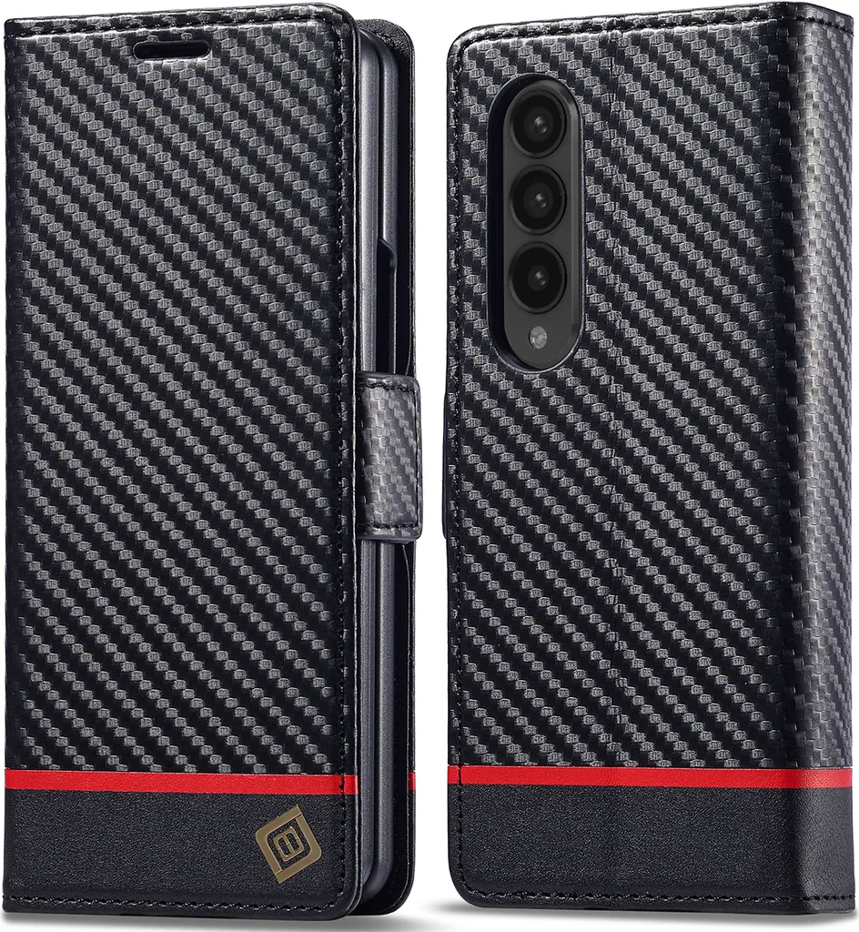 Cover Samsung Z Fold 3 5G Antiurto in Fibra di Carbonio e Portafoglio
